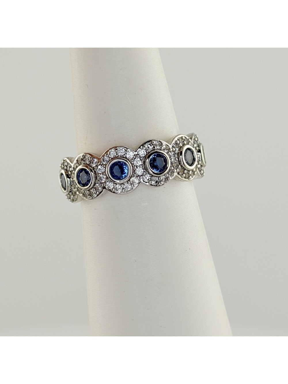 Bomb Party Sz 8 "My Own Way" Aqua Blue Spinel on Rhodium RG93018